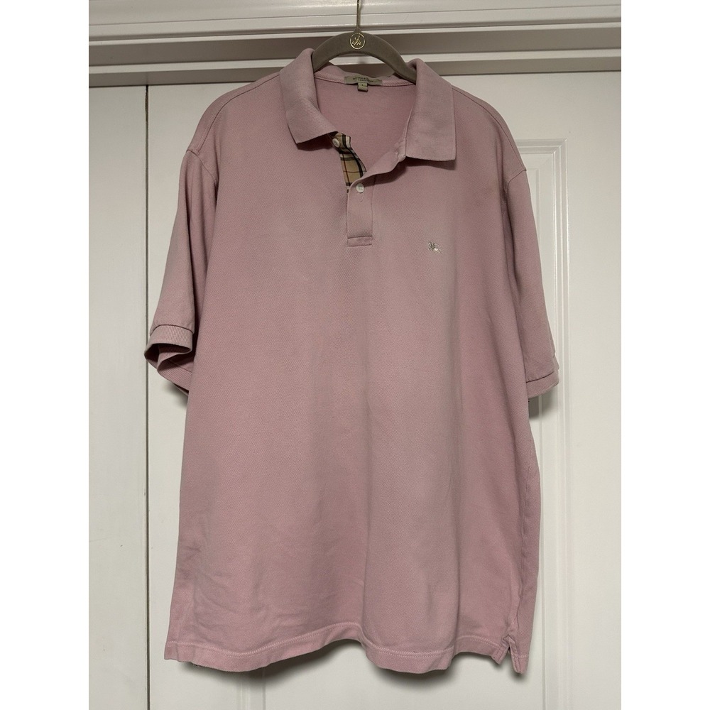 Burberry London,‎ Men's Short Sleeve Polo, Pink, Size Large